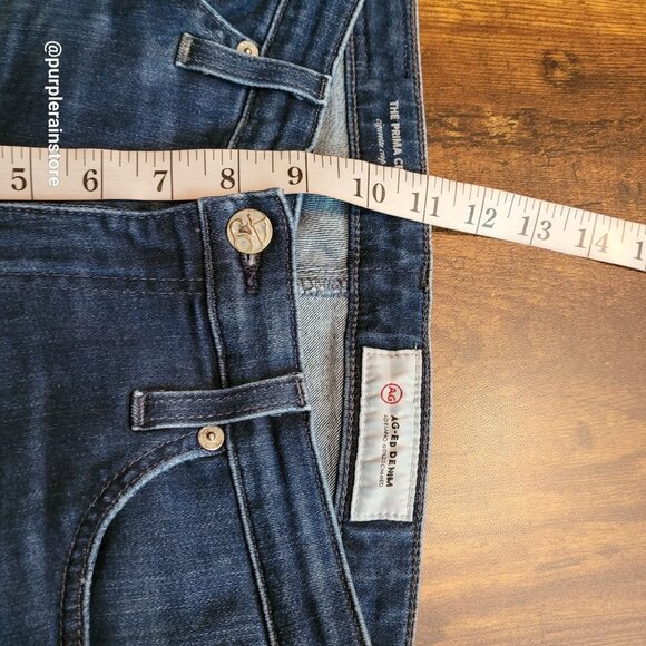 AG Adriano Goldschmied 27 R Prima Cigarette Crop Mid Rise Dark Wash Raw Hem - Picture 9 of 12